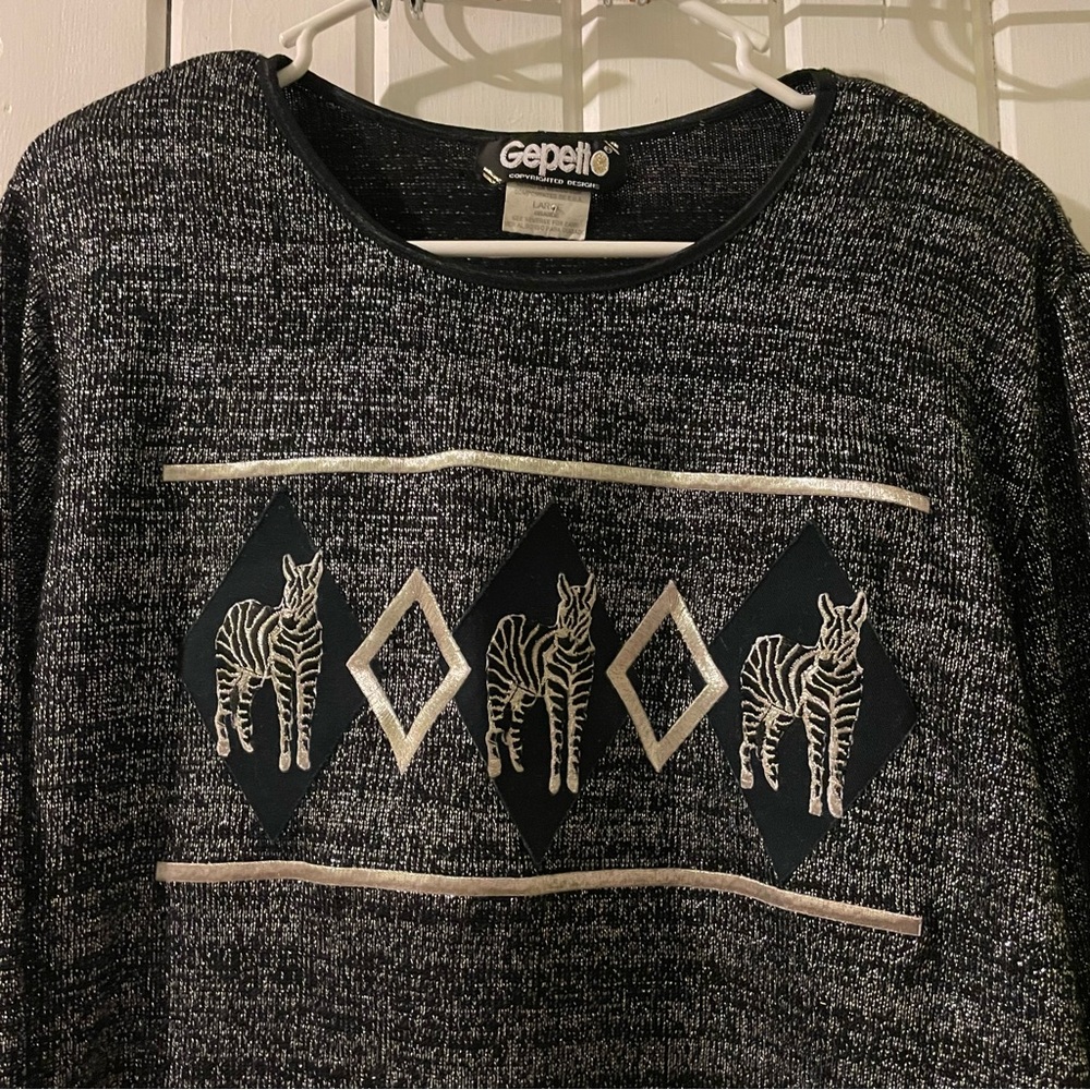 Vintage GEPETTO zebra sweater-large like new
